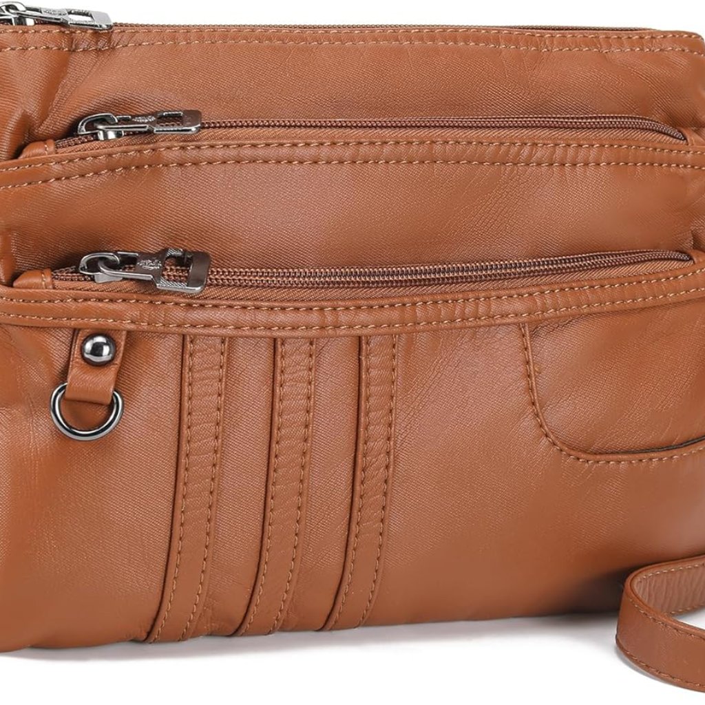 Treble Pockets Small Crossbody Purse Cell Phone Purse Shoulder Bags For Women